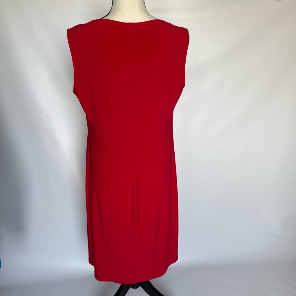 Evan Picone Woman’s Elegant Red Draped Neck Flattering Sheath Midi Dress 12 - Picture 5 of 15
